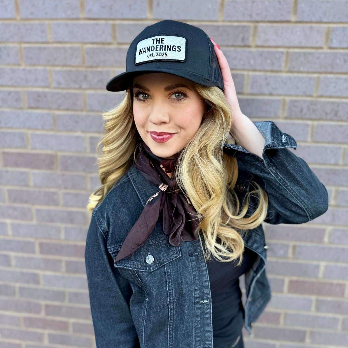 Black Trucker Hat W/ Cream Patch